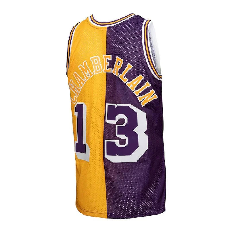 Stylish NFC football jerseys for fans -LA.Lakers #13 Wilt Chamberlain Mitchell & Ness Hardwood Classics 1971-72 Split Swingman Jersey Purple Gold Stitched American Basketball Jersey