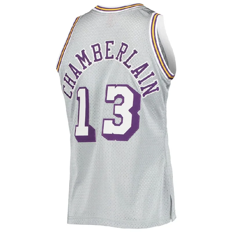 Official NFC team jerseys for men and women -LA.Lakers #13 Wilt Chamberlain Mitchell & Ness 75th Anniversary 1971-72 Hardwood Classics Swingman Jersey Silver Stitched American Basketball Jersey