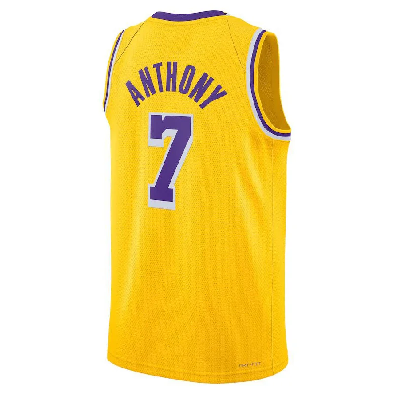 Custom NFC jerseys for sale -LA.Lakers #7 Carmelo Anthony 2021-22 Swingman Jersey Icon Edition Gold Stitched American Basketball Jersey