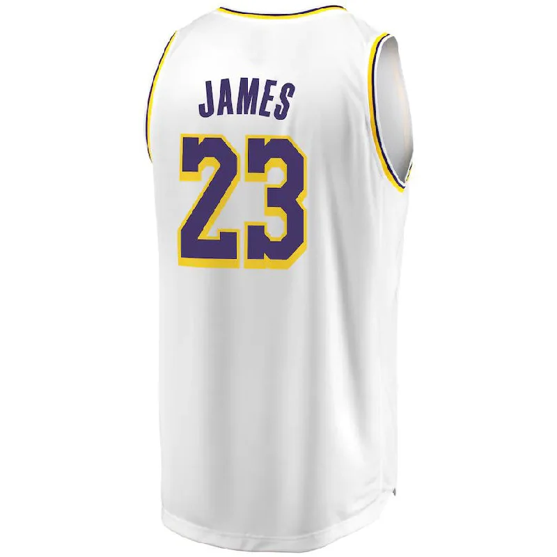 Lightweight NFC football jerseys -LA.Lakers #23 LeBron James Fanatics Branded 2018-19 Fast Break Replica Jersey White Association Edition Stitched American Basketball Jersey