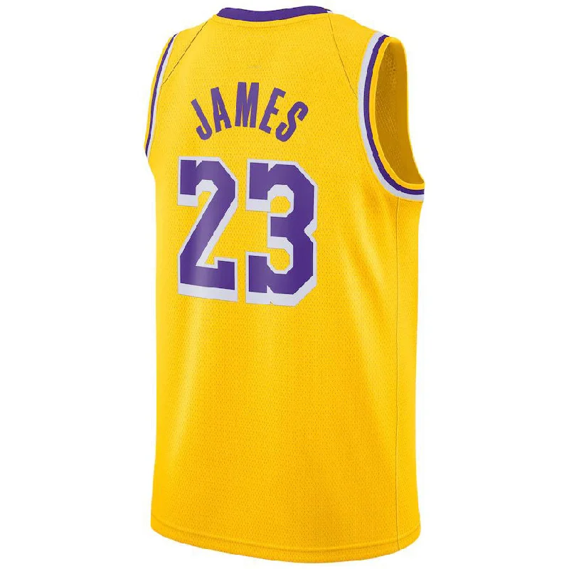 NFC jerseys for football supporters -LA.Lakers #23 LeBron James Swingman Player Jersey Icon Edition Gold Stitched American Basketball Jersey