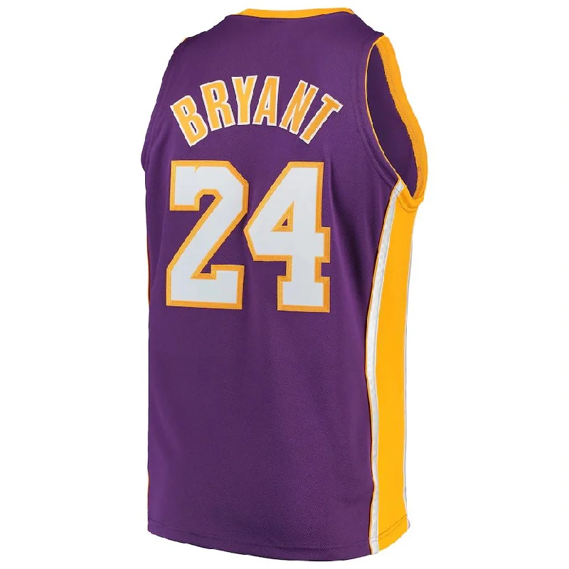 NFC jersey with bold colors -LA.Lakers #24 Kobe Bryant Mitchell & Ness 2008-09 Hardwood Classics Authentic Jersey Purple Stitched American Basketball Jersey