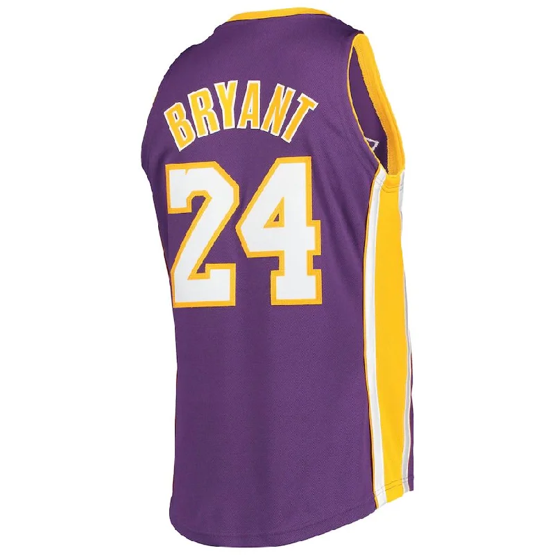 NFC jersey with commemorative season patch -LA.Lakers #24 Kobe Bryant Mitchell & Ness 2007-08 Hardwood Classics 60th Season Authentic Jersey Purple Stitched American Basketball Jersey