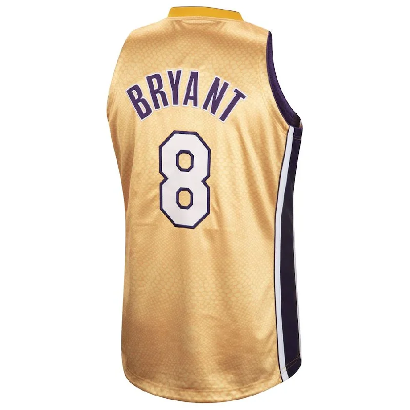 Shop NFC fan jerseys with player names -LA.Lakers #8 Kobe Bryant Mitchell & Ness Authentic Reversible Jersey Gold Purple Stitched American Basketball Jersey