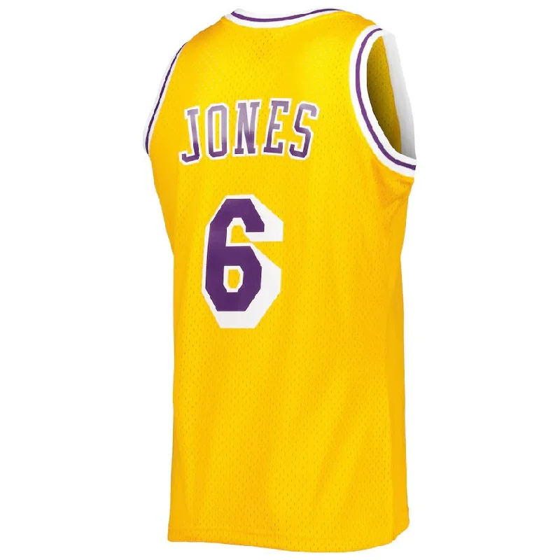 Shop NFC jerseys online -LA.Lakers #6 Eddie Jones Mitchell & Ness 1996-97 Hardwood Classics Swingman Jersey Gold Stitched American Basketball Jersey