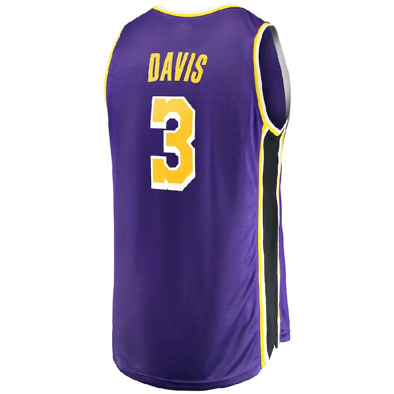 Authentic NFC team jerseys -LA.Lakers #3 Anthony Davis Fanatics Branded 2020-21 Fast Break Replica Jersey Association Edition Purple Stitched American Basketball Jersey