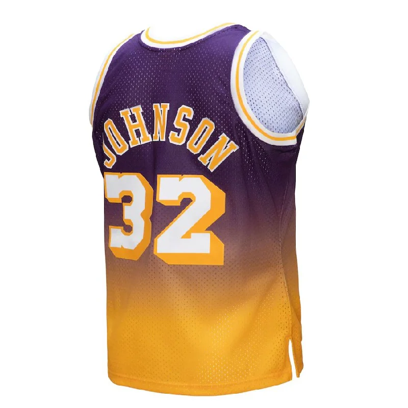 High-quality NFC football jerseys -LA.Lakers #32 Magic Johnson Mitchell & Ness 1984-85 Hardwood Classics Fadeaway Swingman Player Jersey Gold Purple Stitched American Basketball Jersey