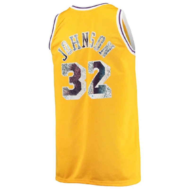 Premium NFC football jerseys -LA.Lakers #32 Magic Johnson Mitchell & Ness Big & Tall 1984-85 75th Anniversary Diamond Swingman Jersey Gold Stitched American Basketball Jersey