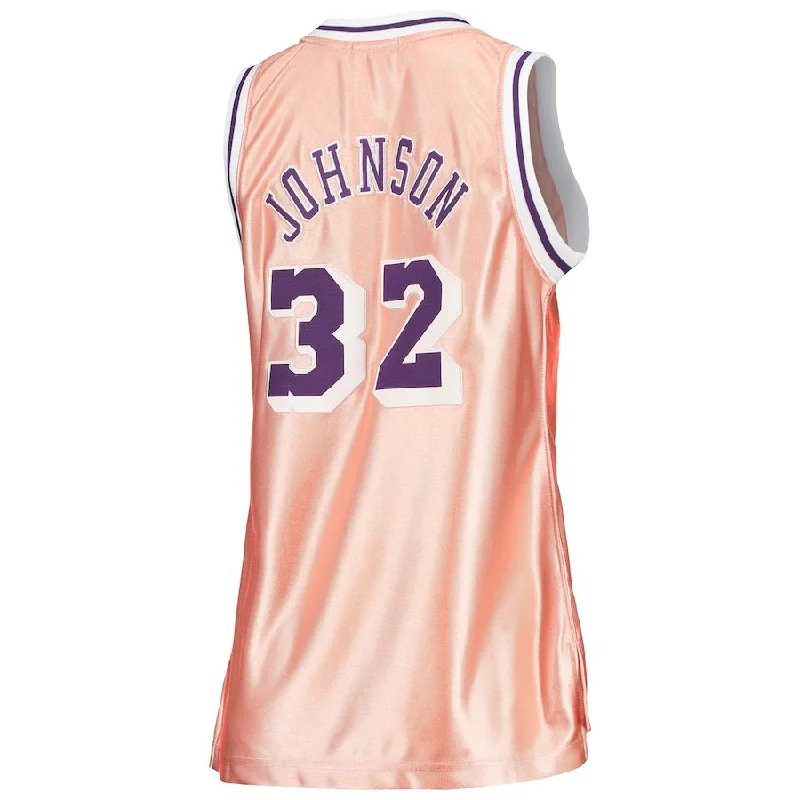 Authentic NFC home jersey -LA.Lakers #32 Magic Johnson Mitchell & Ness Women's 75th Anniversary Rose Gold 1984 Swingman Jersey Pink Stitched American Basketball Jersey