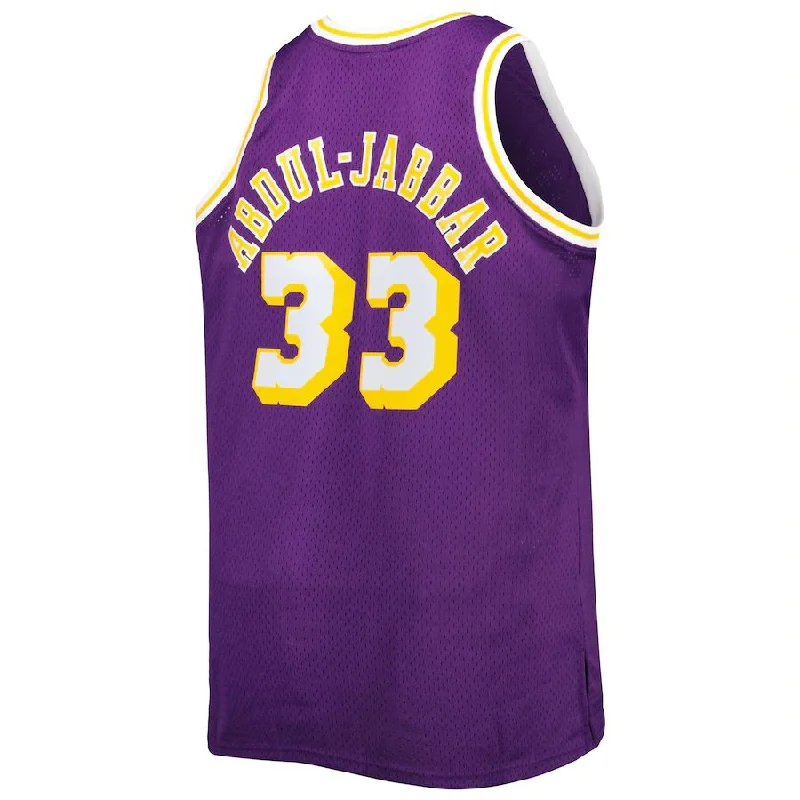 NFC jersey sale and discounts -LA.Lakers #33 Kareem Abdul-Jabbar Mitchell & Ness Big & Tall Hardwood Classics 1983-84 Swingman Jersey Purple Stitched American Basketball Jersey