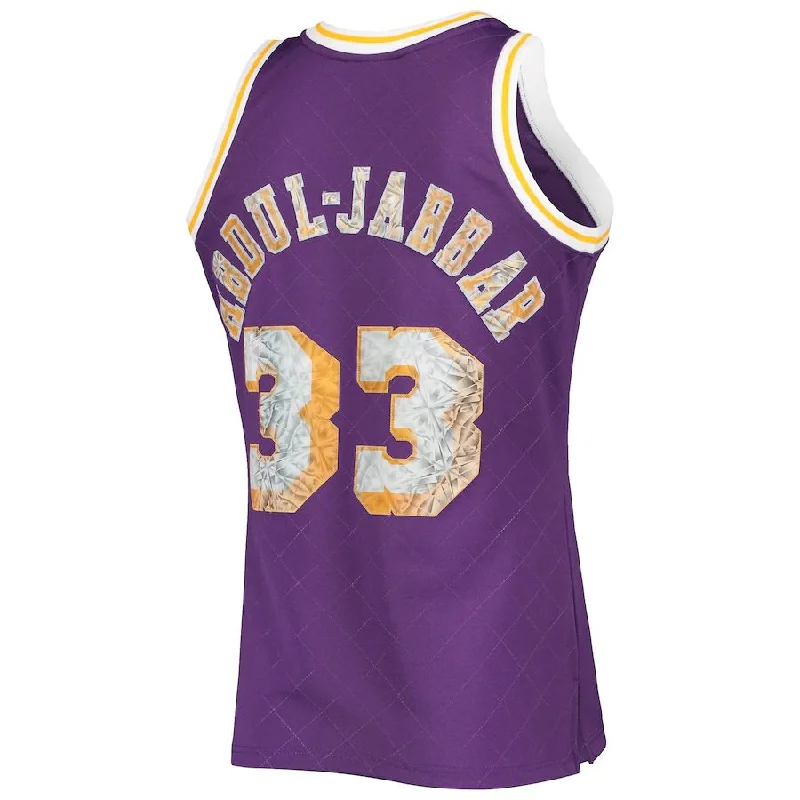 Official NFC football shirt for collectors -LA.Lakers #33 Kareem Abdul-Jabbar Mitchell & Ness 1996-97 Hardwood Classics 75th Anniversary Diamond Swingman Jersey Purple Stitched American Basketball Jersey