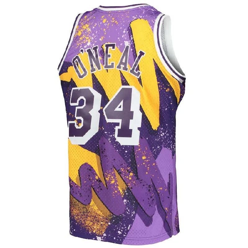 New NFC jerseys for 2025 season -LA.Lakers #34 Shaquille O'Neal Mitchell & Ness Hardwood Classics 1996-97 Hyper Hoops Swingman Jersey Purple Stitched American Basketball Jersey