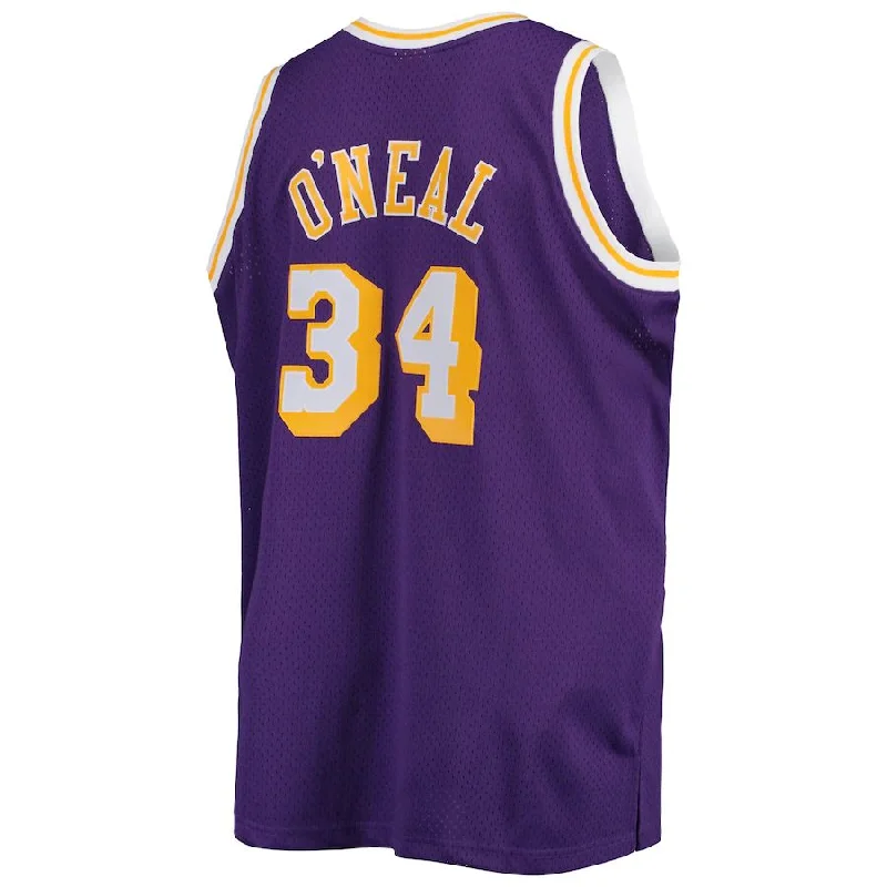 Classic NFC jerseys for collectors -LA.Lakers #34 Shaquille O'Neal Mitchell & Ness Big & Tall Hardwood Classics Swingman Jersey Purple Stitched American Basketball Jersey