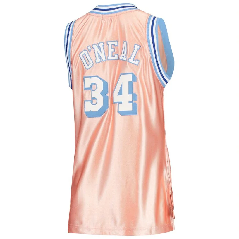 Shop NFC jerseys online -LA.Lakers #34 Shaquille O'Neal Mitchell & Ness Women's 75th Anniversary Rose Gold 1996 Swingman Jersey Pink Stitched American Basketball Jersey