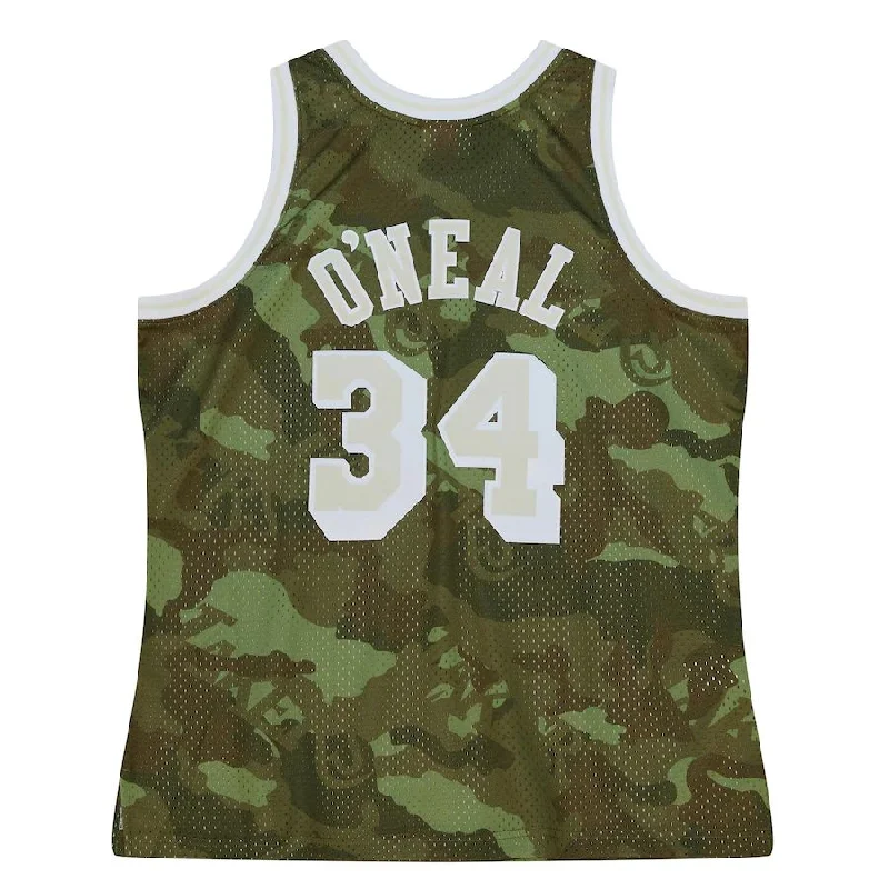 NFC jerseys for youth fans -LA.Lakers #34 Shaquille O'Neal Mitchell & Ness Unisex Hardwood Classics 1996-97 Ghost Green Swingman Jersey Camo Stitched American Basketball Jersey