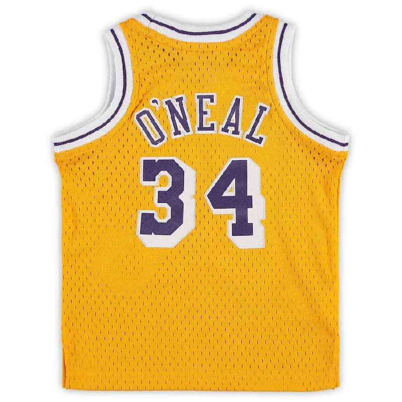 Women’s NFC football jerseys -LA.Lakers #34 Shaquille O'Neal Mitchell & Ness Infant Retired Player Jersey Gold Stitched American Basketball Jersey