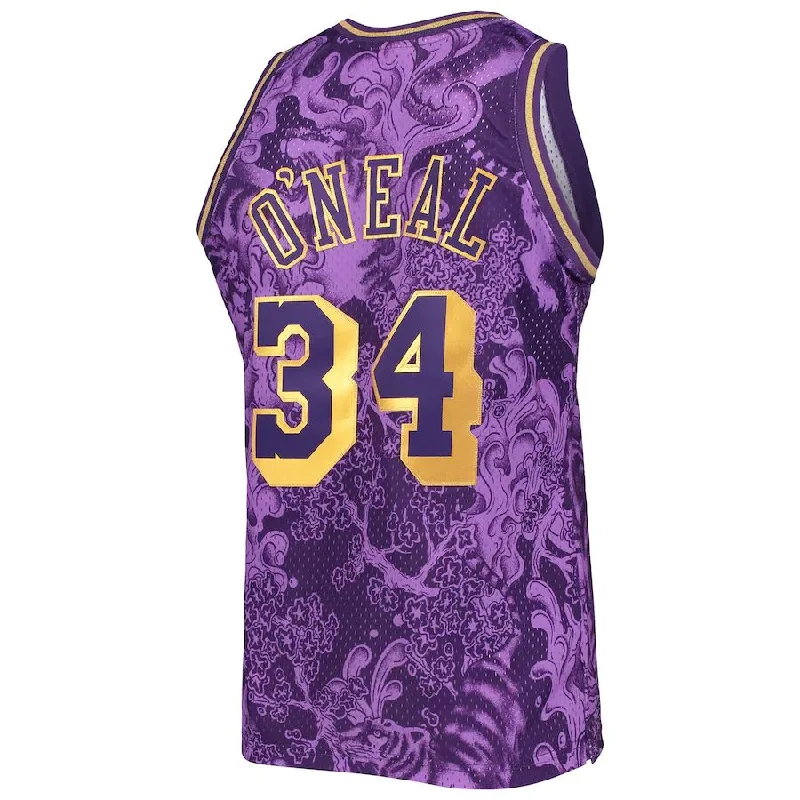 Authentic NFC home jersey -LA.Lakers #34 Shaquille O'Neal Mitchell & Ness Hardwood Classics 1996-97 Lunar New Year Swingman Jersey Purple Stitched American Basketball Jersey