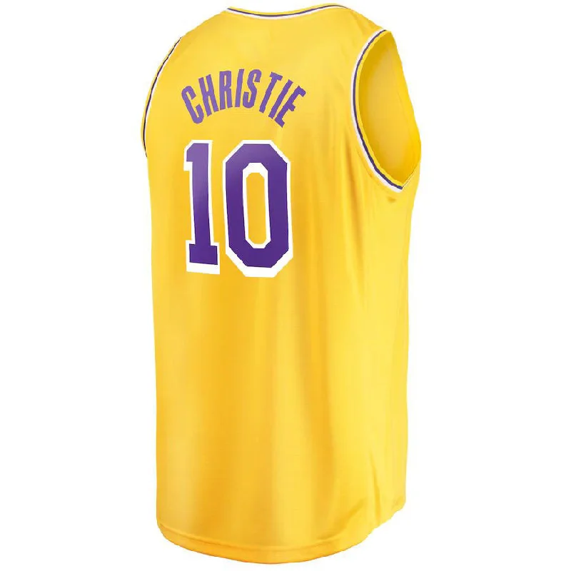 NFC game day jersey for fans -LA.Lakers #10 Max Christie Fanatics Branded 2022-23 Fast Break Replica Player Jersey Icon Gold Stitched American Basketball Jersey