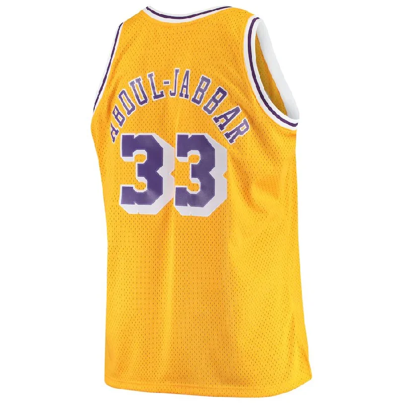 Buy NFC replica home jerseys online -LA.Lakers #33 Kareem Abdul-Jabbar Mitchell & Ness Big & Tall Hardwood Classics Jersey Gold Stitched American Basketball Jersey