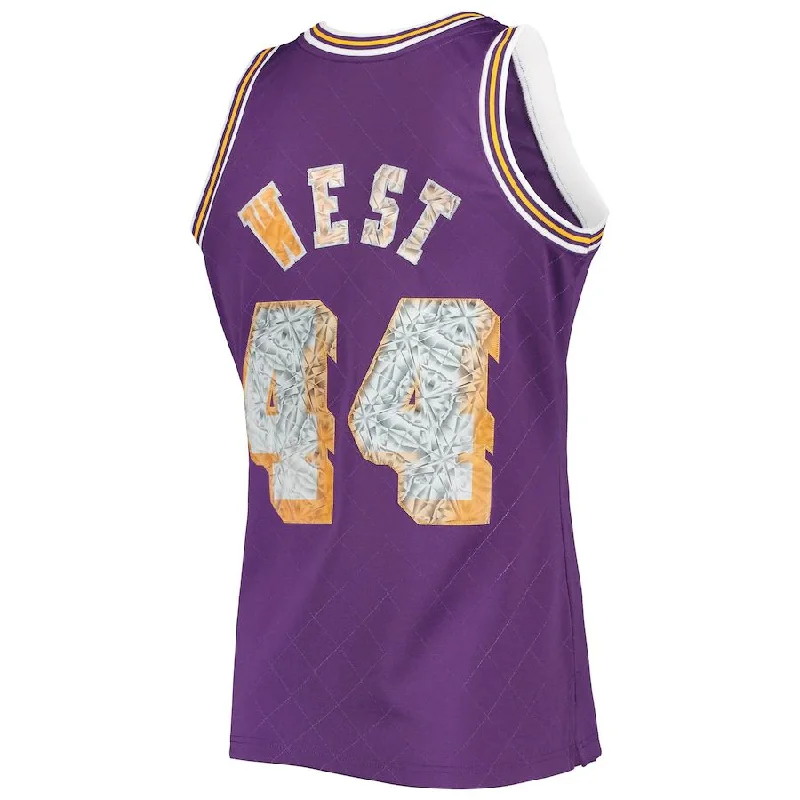 NFC championship jerseys -LA.Lakers #44 Jerry West Mitchell & Ness 1996-97 Hardwood Classics 75th Anniversary Diamond Swingman Jersey Purple Stitched American Basketball Jersey