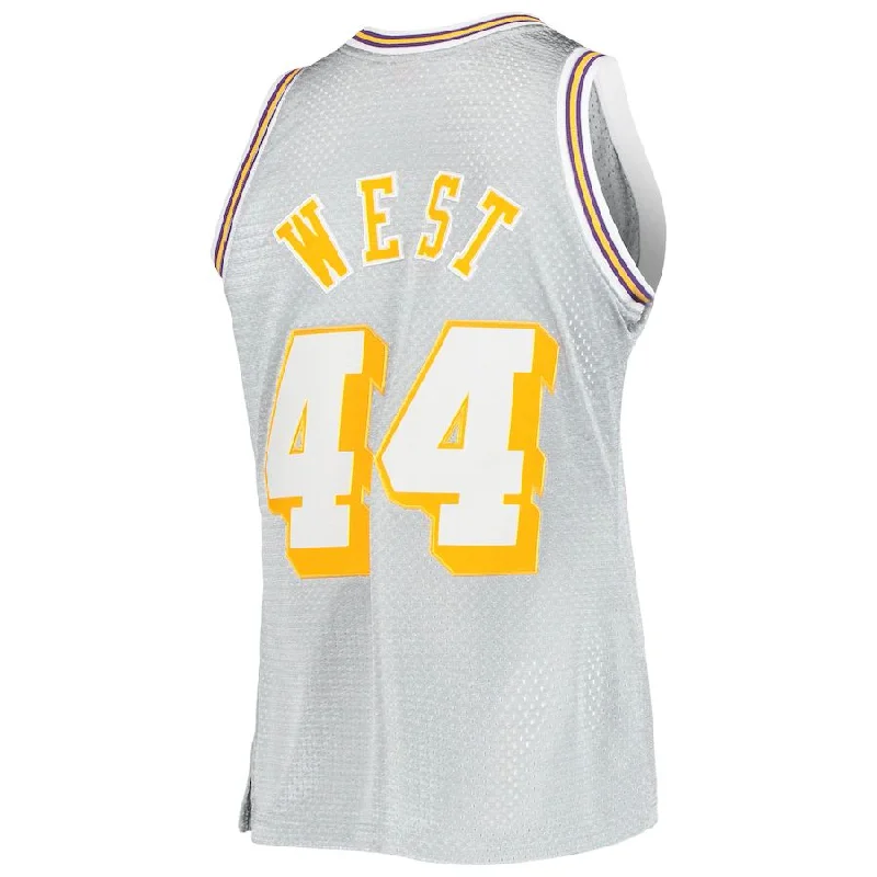 Buy NFC jersey with custom name -LA.Lakers #44 Jerry West Mitchell & Ness 75th Anniversary 1971-72 Hardwood Classics Swingman Jersey Silver Stitched American Basketball Jersey