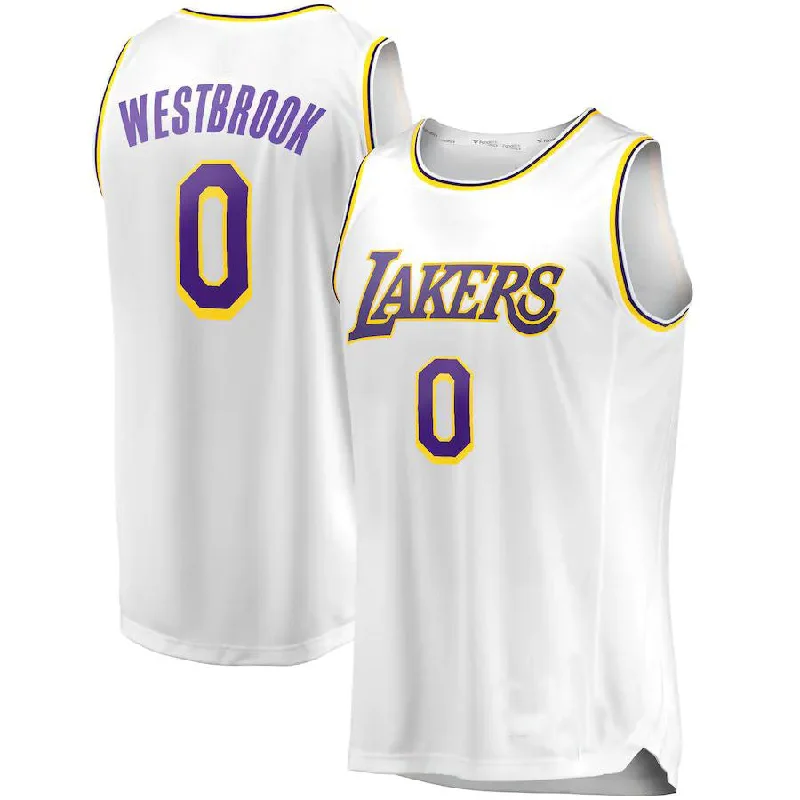 NFC jersey with official NFL patch -LA.Lakers #0 Russell Westbrook Fanatics Branded 2020-21 Fast Break Replica Player Jersey White Association Edition Stitched American Basketball Jersey