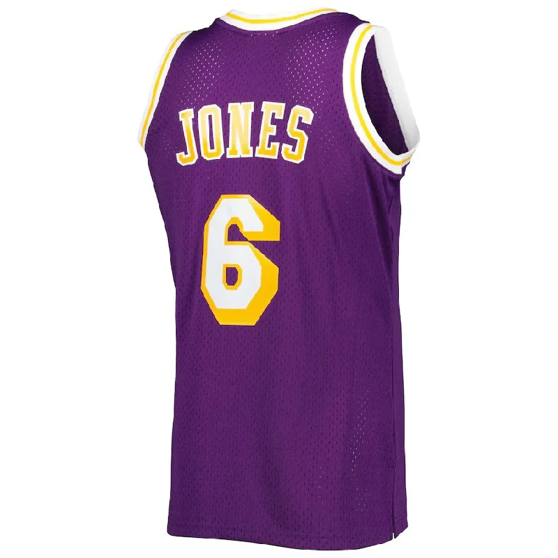 NFC team jersey in various sizes -LA.Lakers #6 Eddie Jones Mitchell & Ness 1996-97 Hardwood Classics Swingman Jersey Purple Stitched American Basketball Jersey