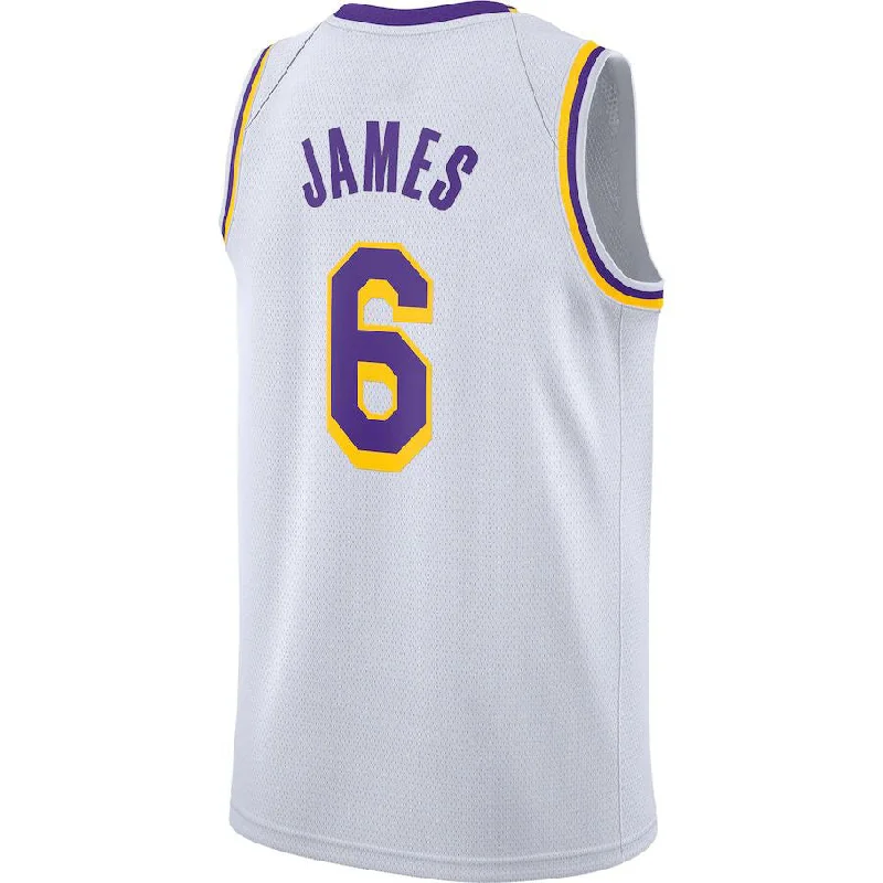 NFC football jersey with retro design -LA.Lakers #6 LeBron James 2021-22 Swingman Player Jersey White Association Edition Stitched American Basketball Jersey