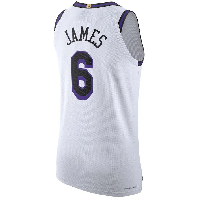 NFC jerseys for the 2025 football season -LA.Lakers #6 LeBron James 2022-23 Authentic Jersey City Edition White Stitched American Basketball Jersey