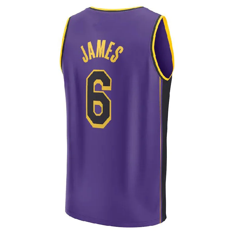 Buy NFC football jerseys with custom designs -LA.Lakers #6 LeBron James Fanatics Branded 2022-23 Fast Break Replica Player Jersey Statement Edition Purple Stitched American Basketball Jersey