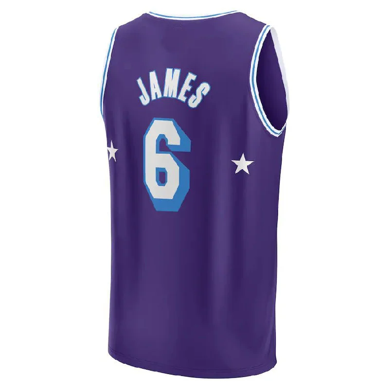 Unique NFC football jerseys for collectors -LA.Lakers #6 LeBron James Fanatics Branded 2021-22 Fast Break Replica Jersey City Edition Purple Stitched American Basketball Jersey