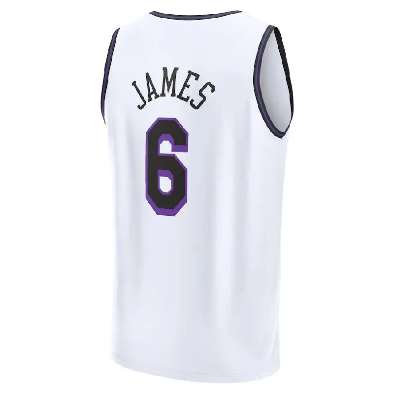 High-end NFC team jerseys -LA.Lakers #6 LeBron James Fanatics Branded 2022-23 Fastbreak Jersey City Edition White Stitched American Basketball Jersey