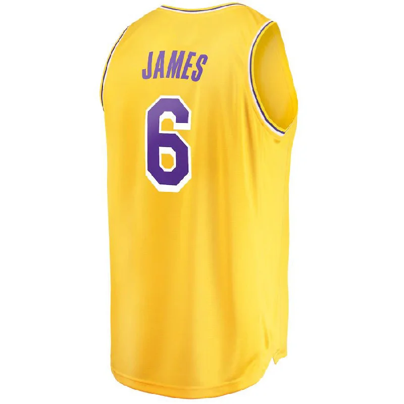 Authentic NFC jerseys with player signature -LA.Lakers #6 LeBron James Fanatics Branded Youth 2021-22 Fast Break Replica Player Jersey Icon Edition Gold Stitched American Basketball Jersey