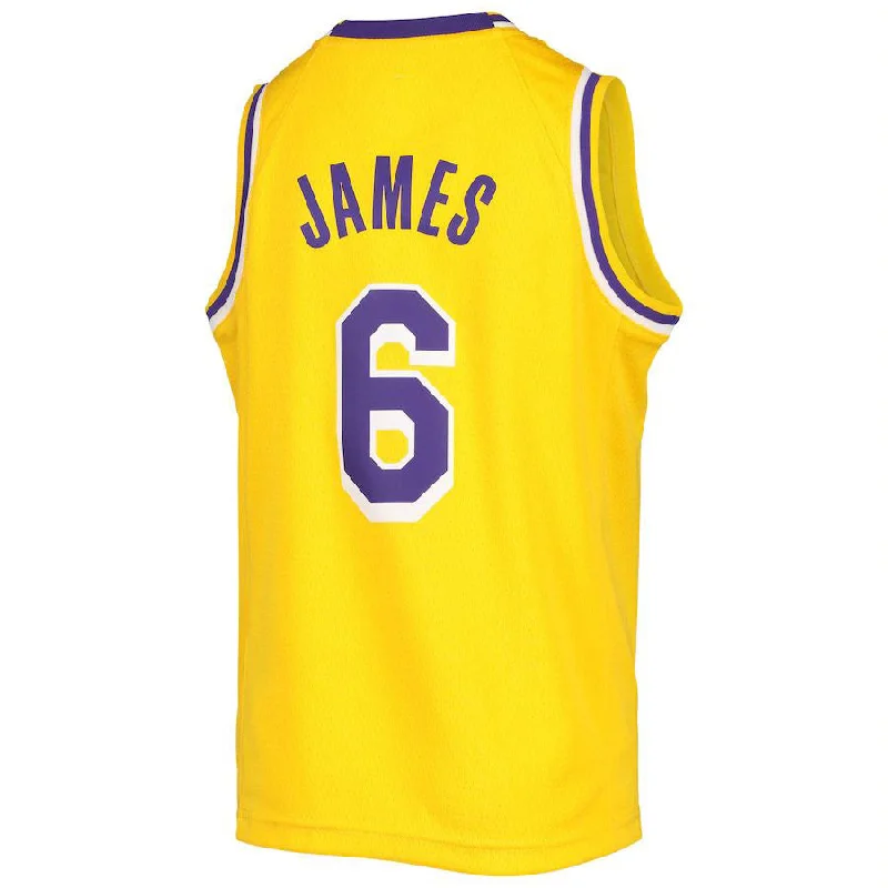 Personalized NFC jerseys for football fans -LA.Lakers #6 LeBron James 2020-21 Swingman Jersey Gold Stitched American Basketball Jersey