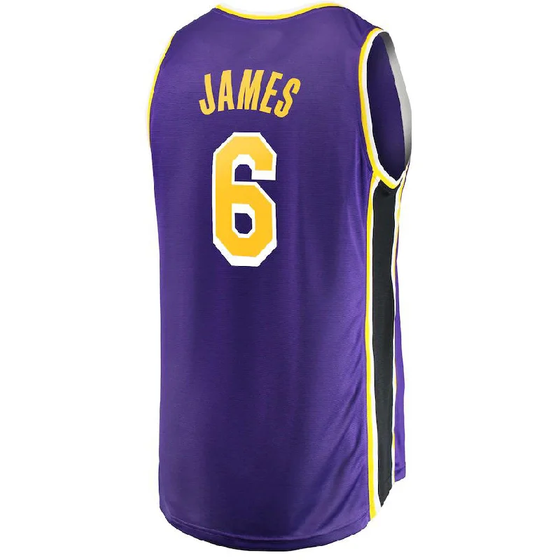 Affordable NFC jerseys for football fans -LA.Lakers #6 LeBron James  Fanatics Branded 2021-22 Fast Break Replica Player Jersey Purple Statement Edition Stitched American Basketball Jersey