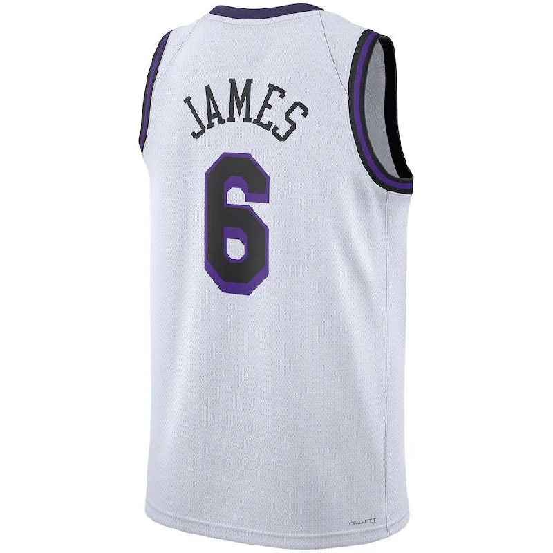 Buy NFC replica jerseys -LA.Lakers #6 LeBron James Unisex 2022-23 Swingman Jersey City Edition  White Classic Edition Stitched American Basketball Jersey