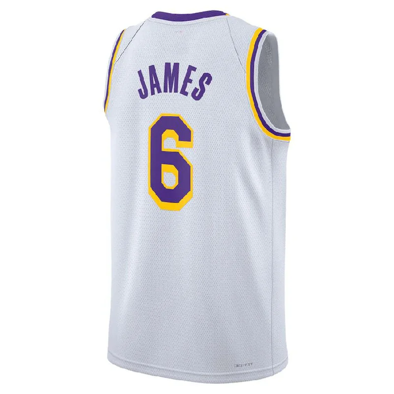 NFC jerseys with modern design -LA.Lakers #6 LeBron James Unisex 2022-23 Swingman Jersey White Association Edition Stitched American Basketball Jersey