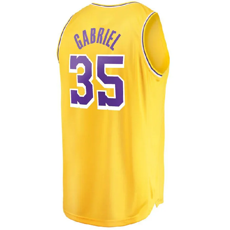 Authentic NFC team jerseys -LA.Lakers #35 Wenyen Gabriel Fanatics Branded 2021-22 Fast Break Replica Jersey Icon Edition Gold Stitched American Basketball Jersey