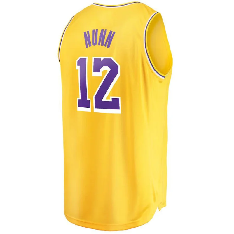 Comfortable NFC team jerseys for every game -LA.Lakers #12 Kendrick Nunn Fanatics Branded 2021-22 Fast Break Replica Jersey Icon Edition Gold Stitched American Basketball Jersey