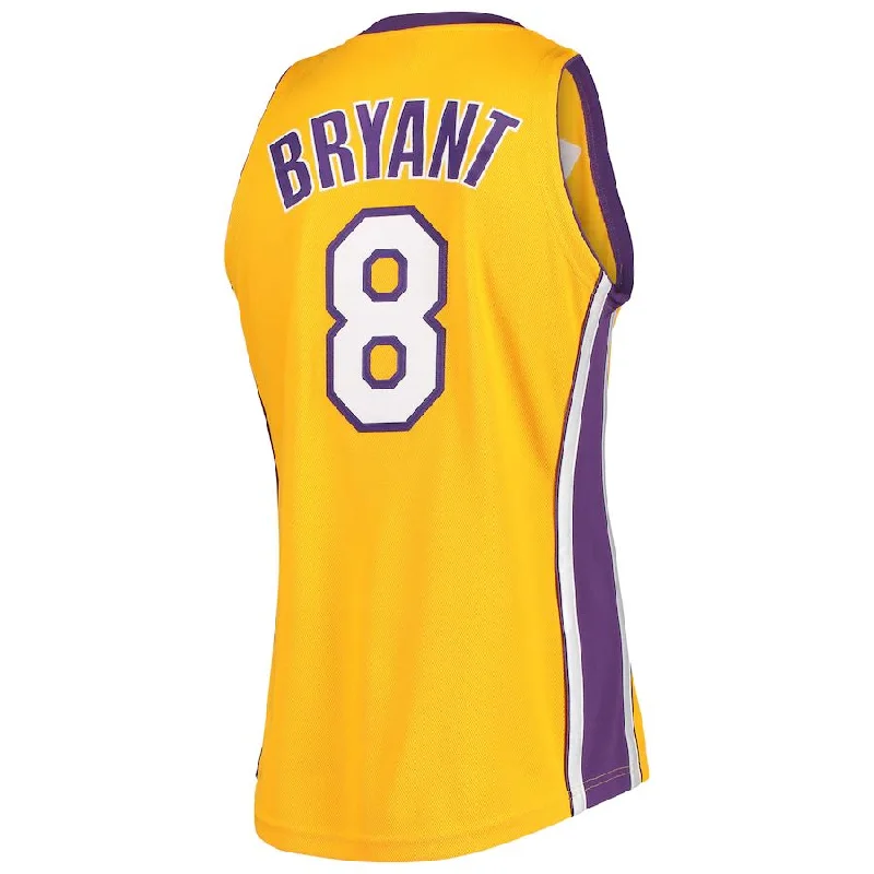 NFC player jerseys with official font -LA.Lakers #8 Kobe Bryant Mitchell & Ness 2001-02 Hardwood Classics Authentic Jersey Gold Stitched American Basketball Jersey