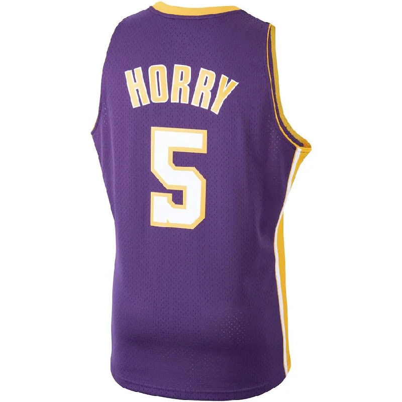 NFC game day jersey for fans -LA.Lakers #5 Robert Horry Mitchell & Ness 1999-2000 Hardwood Classics Swingman Player Jersey Purple Stitched American Basketball Jersey