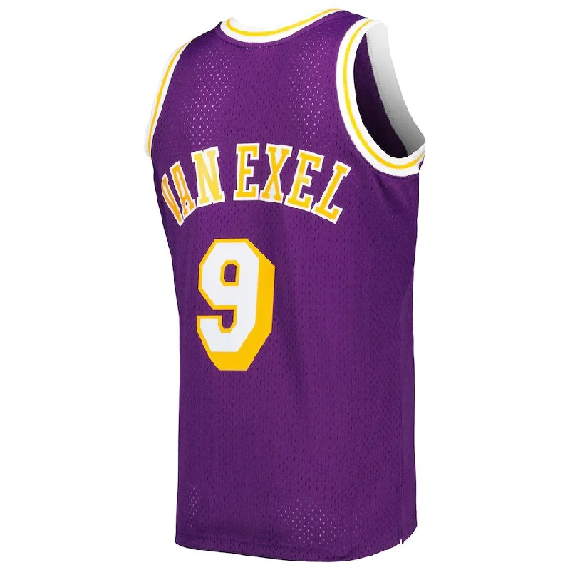 NFC football team jersey replica -LA.Lakers #9 Nick Van Exel Mitchell & Ness 1996-97 Hardwood Classics Swingman Jersey Purple Stitched American Basketball Jersey