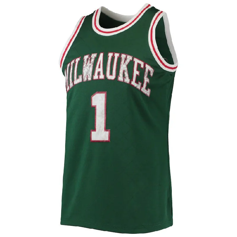 NFC jersey with commemorative design -M.Bucks #1 Oscar Robertson Mitchell & Ness 1996-97 Hardwood Classics 75th Anniversary Diamond Swingman Jersey Green Stitched American Basketball Jersey