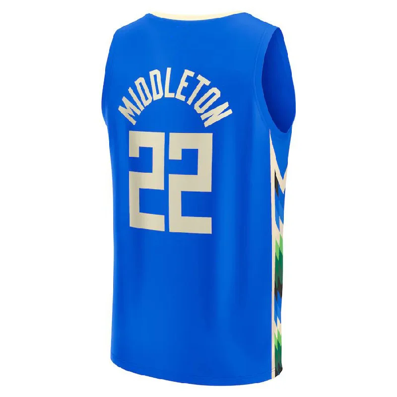 Official NFC football shirt for collectors -M.Bucks #22 Khris Middleton Fanatics Branded  2022-23 Fastbreak Jersey City Edition Royal Stitched American Basketball Jersey