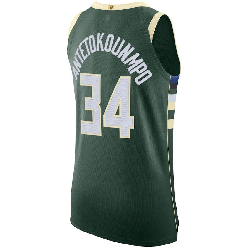 Limited edition NFC jerseys for fans -M.Bucks #34 Giannis Antetokounmpo 2020-21 Authentic Jersey Icon Edition Hunter Green Stitched American Basketball Jersey