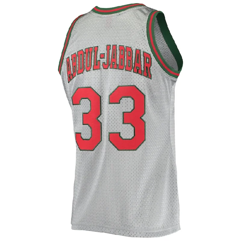 NFC jerseys for the 2025 football season -M.Bucks #33 Kareem Abdul-Jabbar Mitchell & Ness 75th Anniversary 1971-72 Hardwood Classics Swingman Jersey Silver Stitched American Basketball Jersey