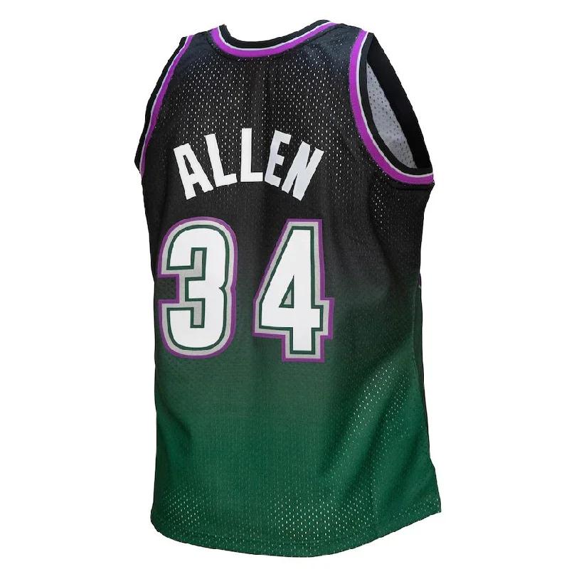 NFC jersey with embroidered patch -M.Bucks #34 Ray Allen Mitchell & Ness 1996-97 Hardwood Classics Fadeaway Swingman Player Jersey Green-Black Stitched American Basketball Jersey