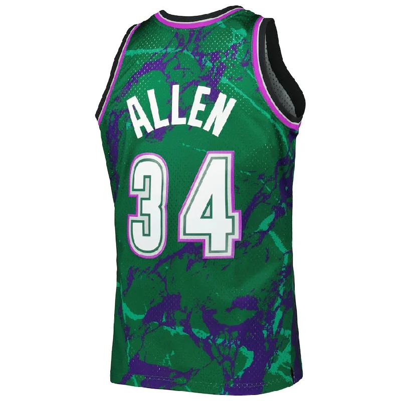 High-quality NFC football jerseys -M.Bucks #34 Ray Allen Mitchell & Ness 1996-97 Hardwood Classics Marble Swingman Jersey Green Stitched American Basketball Jersey