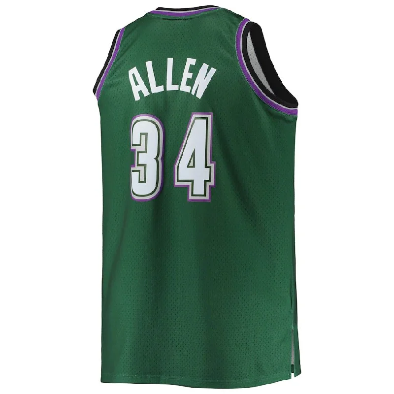 NFC retro football shirts -M.Bucks #34 Ray Allen Mitchell & Ness Big & Tall 1996-97 Hardwood Classics Swingman Jersey Hunter Green Stitched American Basketball Jersey