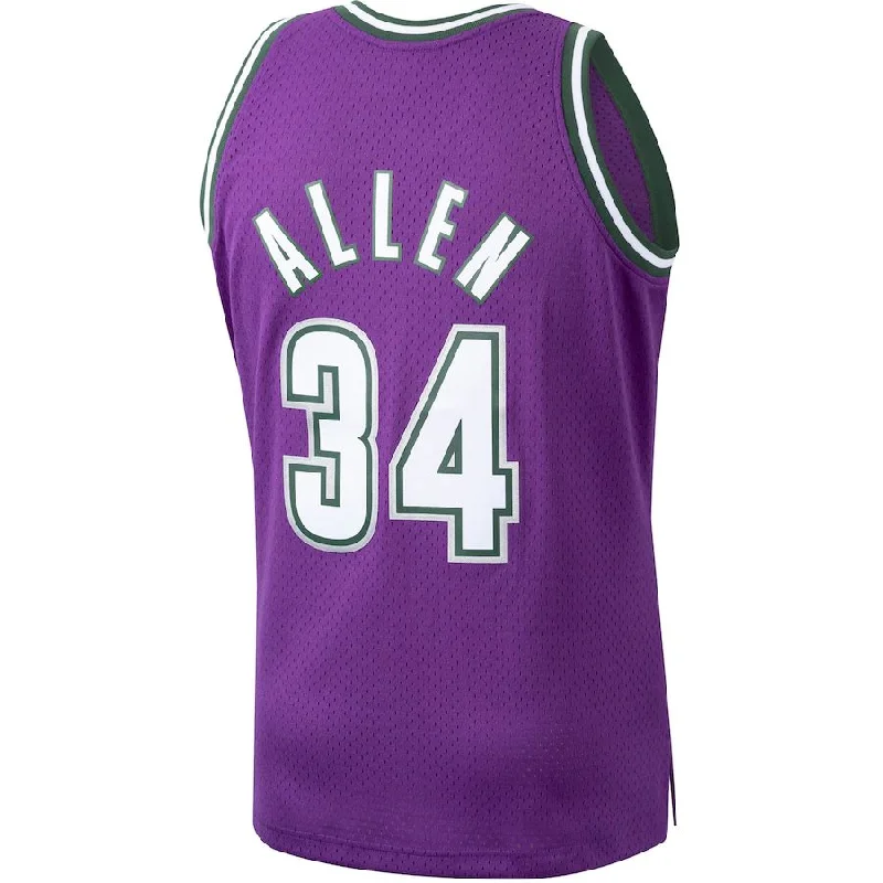 NFC football team jersey replica -M.Bucks #34 Ray Allen Mitchell & Ness Hardwood Classics 2000-01 Swingman Jersey Purple Stitched American Basketball Jersey